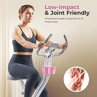 Sunny Health & Fitness Foldable Pink Magnetic Exercise X-Bike Pro, 300LB Capacity, Low-Impact, 14-Level Resistance, Ergonomic Support, SunnyFit® App Enhanced Bluetooth Connectivity - P2320