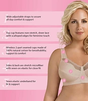 Exquisite Form #9600535 Soutien-gorge entièrement en coton à bonnets souples, dentelle, sans fil Tailles Desponibles 38C