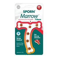 Sporn Durable T-Bone Marrow Dog Chew Bones for Aggressive Chewers, Jerky Flavor, Small, Small