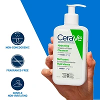 CeraVe Hydrating CREAM-TO-FOAM Cleanser. Face & Eye Makeup Remover with Hyaluronic Acid & 3 Essential Ceramides. Gentle face wash for men & women, removes dirt, excess oil. Normal to dry skin. Fragrance Free, 562ML, Rich, Cream to Foam Cleanser