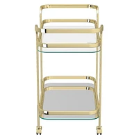 Contemporary 2-Tier Bar Cart in Brass