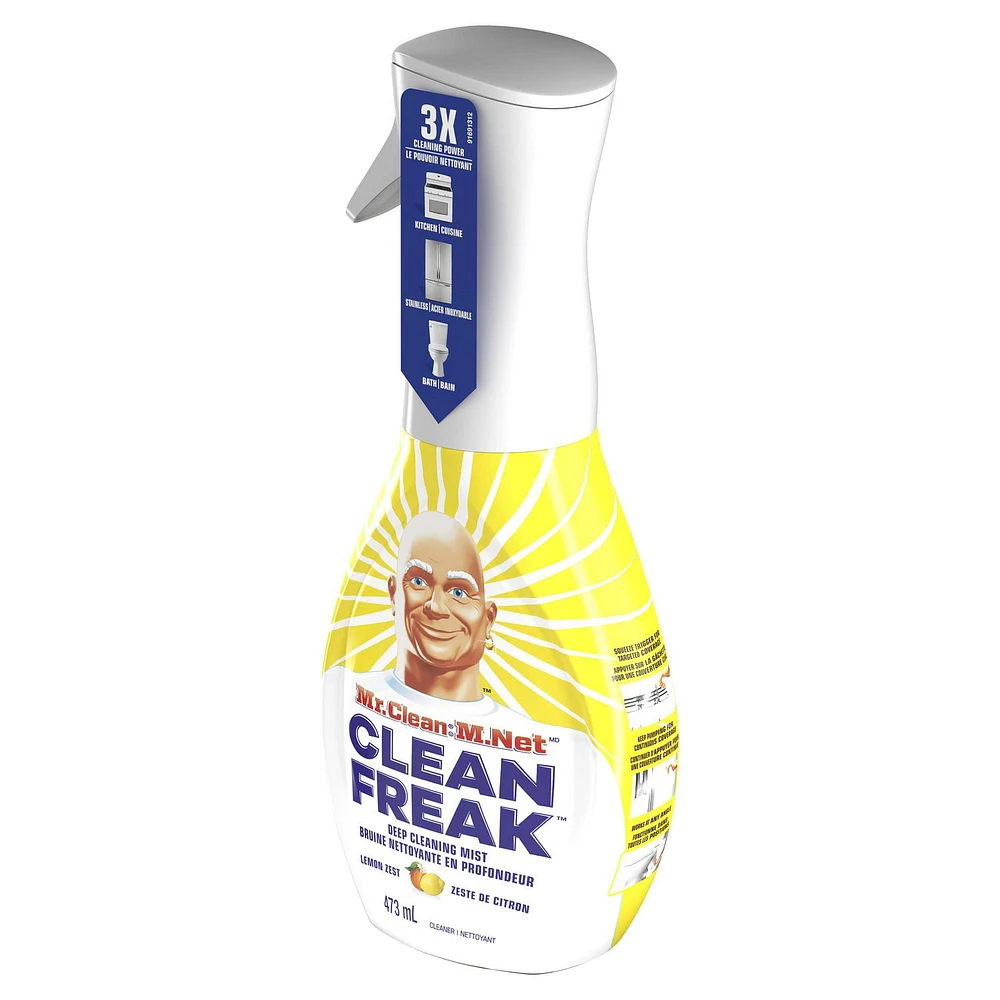 Mr. Clean, Clean Freak Deep Cleaning Mist Multi-Surface Spray, Lemon Zest Scent Starter Kit, 1 count, 473 mL