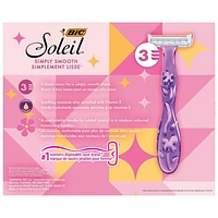 BIC Soleil Simply Smooth Women's Disposable Razors, 3 Blades With Moisture Strip For a Silky Smooth Shave, 16-Count, 16 Count