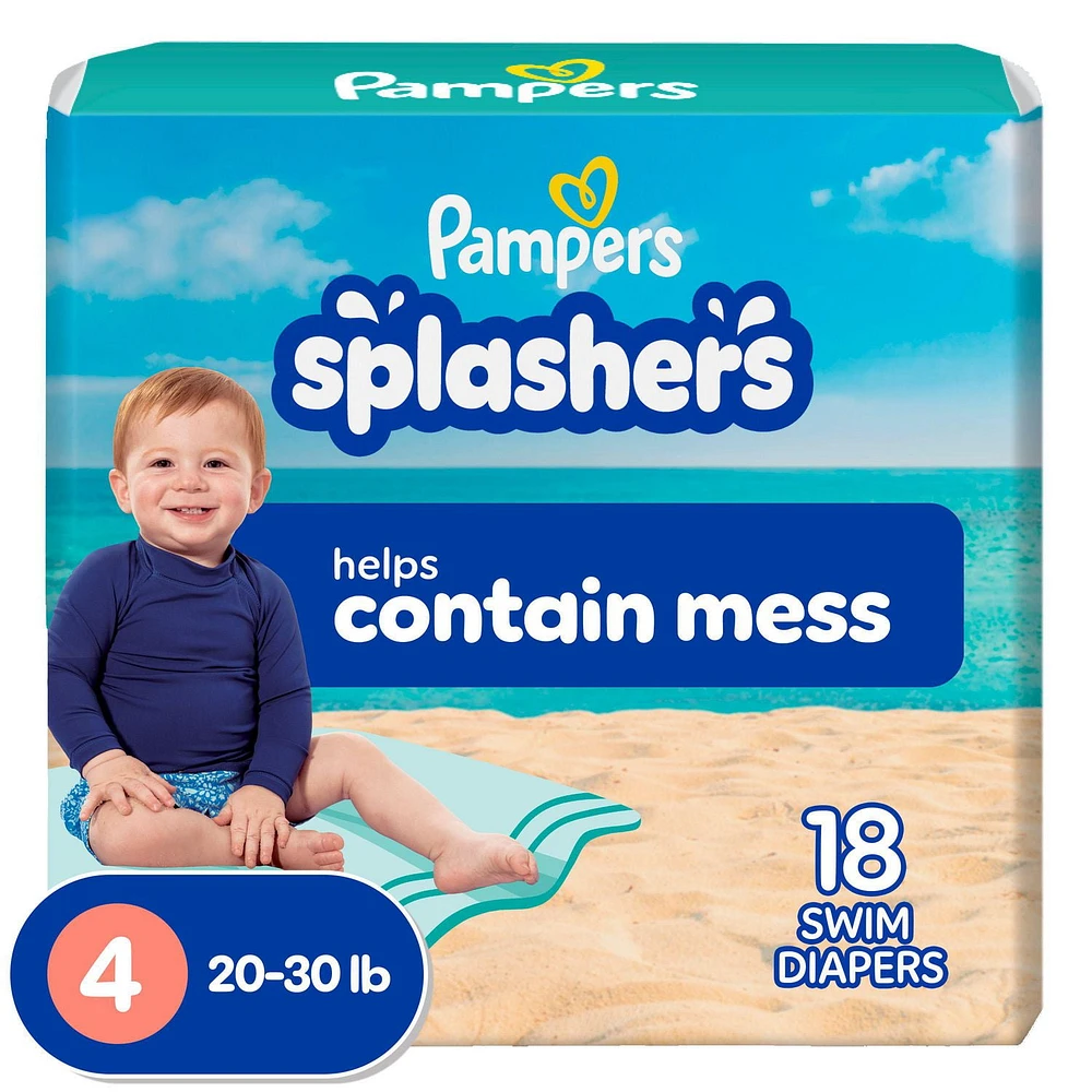 Pampers Splashers Swim Diapers, Size 4, Disposable Baby Swim Diapers, 18CT