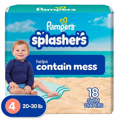 Pampers Splashers Swim Diapers, Size 4, Disposable Baby Swim Diapers, 18CT