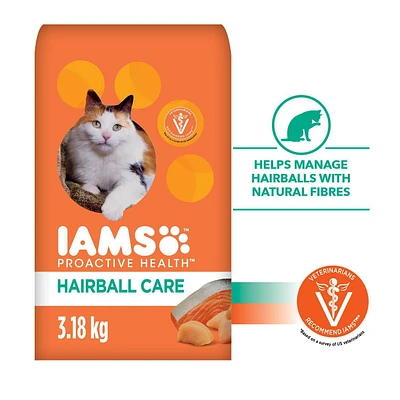 Iams Proactive Health Adult Hairball Care Dry Cat Food with Chicken & Salmon, 1.59-7.26kg