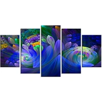 Design Art Blue Fractal Flower Bouquet Floral Large Abstract Canvas Art Print