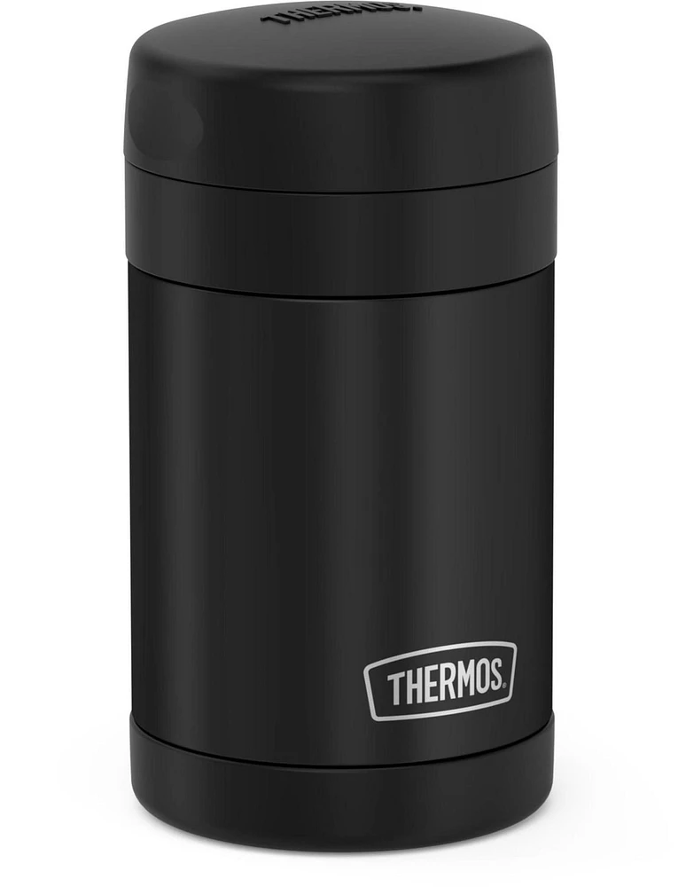 Thermos Vacuum Insulated Stainless Steel 16 Oz Food Jar with Folding Spoon, 16 Oz,  Black Jar