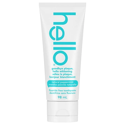 Hello Goodbye Plaque, Hello Whitening Fluoride Free Toothpaste - 98 mL, Hello Goodbye Plaque Toothpaste