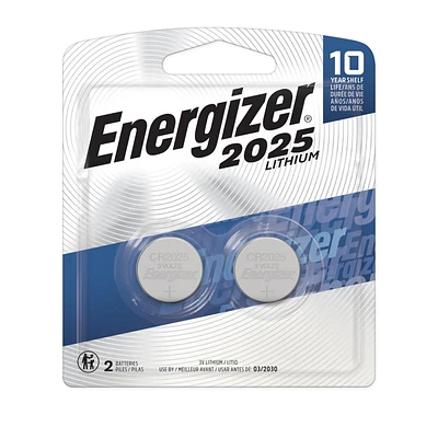 Energizer 2025 Batteries (2 Pack), 3V Lithium Coin Batteries, Batteries 3V Lithium Coin