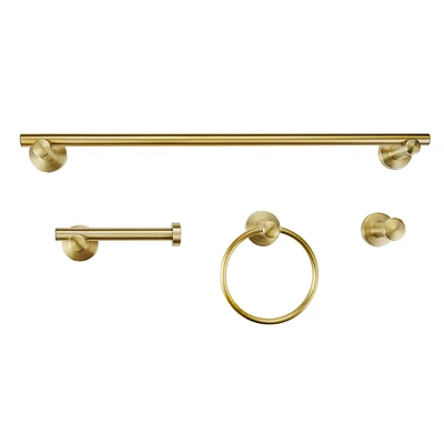 Napoli 4-Piece Matte Brass Bathroom Hardware Accessory Kit, 91009106<br>