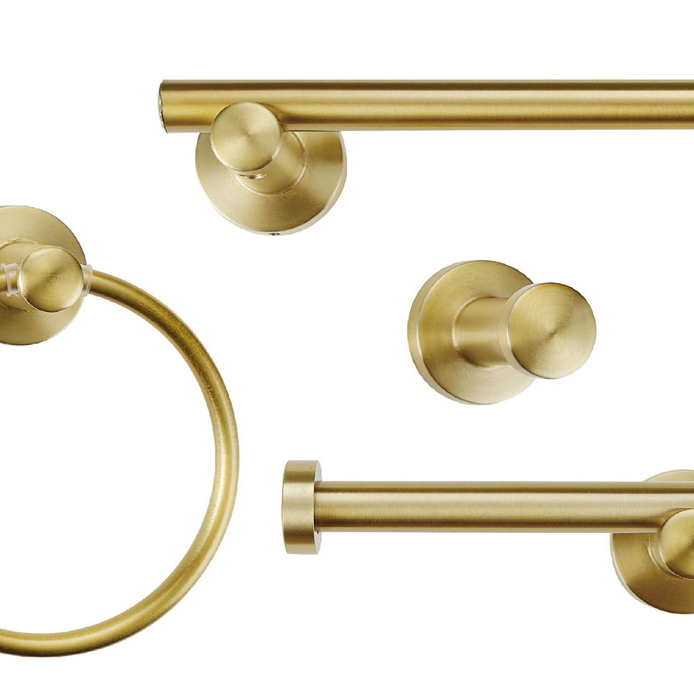 Napoli 4-Piece Matte Brass Bathroom Hardware Accessory Kit, 91009106<br>