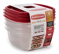 Rubbermaid  Easy Find Lids Food Storage Container Value Pack, 2-710ml/3 Cup, 1-1.2L/ 5 Cup