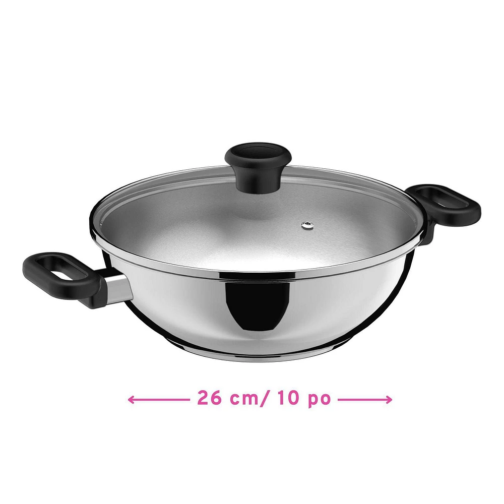 Maharaja Stainless Steel Karahi with lid 26cm, 26cm