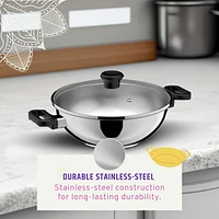 Maharaja Stainless Steel Karahi with lid 26cm, 26cm