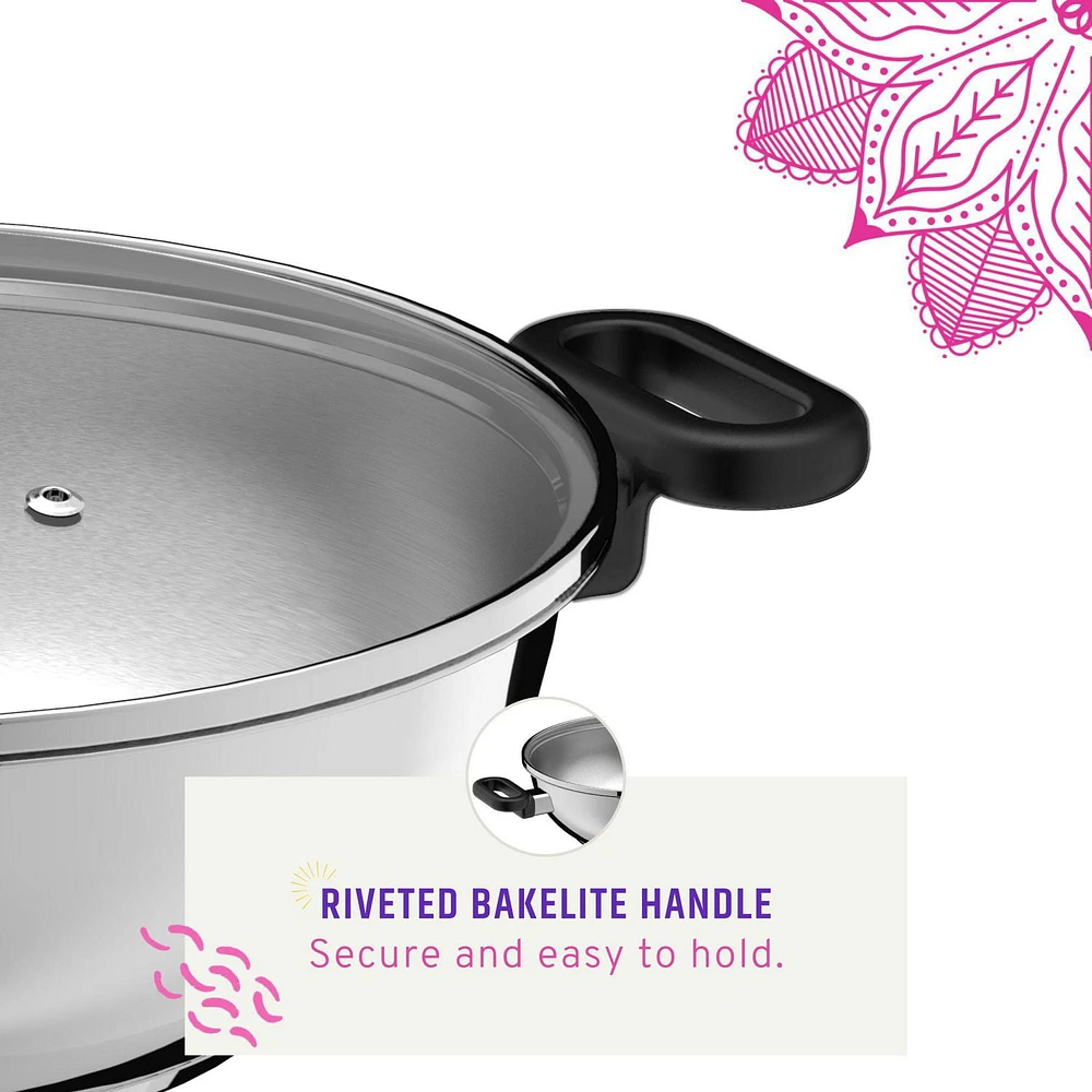 Maharaja Stainless Steel Karahi with lid 26cm, 26cm