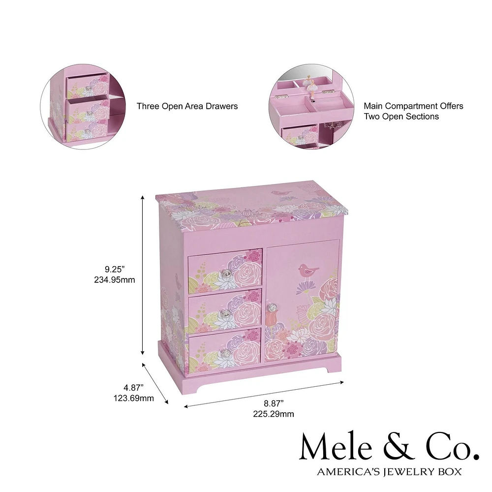 Mele and Co Pearl  Pink Musical Ballerina Jewellery Box