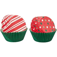 Wilton Red, Green and White Patterned Paper Christmas Cupcake Liners, 75-Count