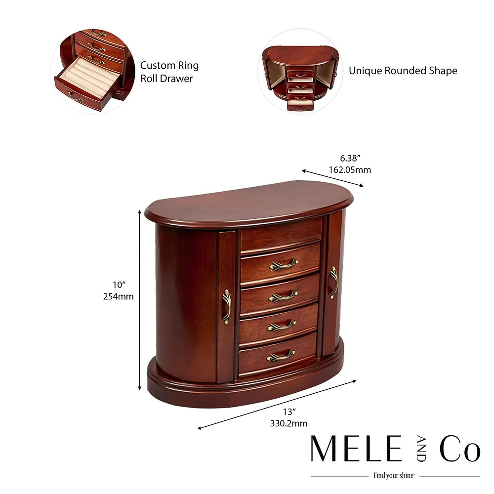 Mele and Co Heloise Walnut Finish Wooden Jewellery Box