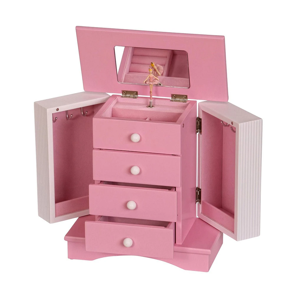 Mele and Co Elise  Pink/White Musical Ballerina Jewellery Box