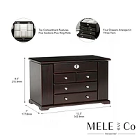 Mele and Co Ellington Mahogany Finish Wooden Jewellery Box