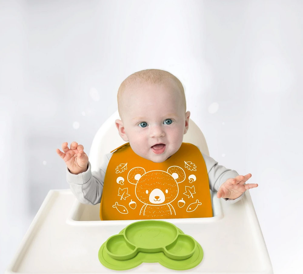 Kushies 5 Piece 100% Silicone Feeding Meal Set – Dishwasher & Microwave Safe  - Neutral - 6 months +