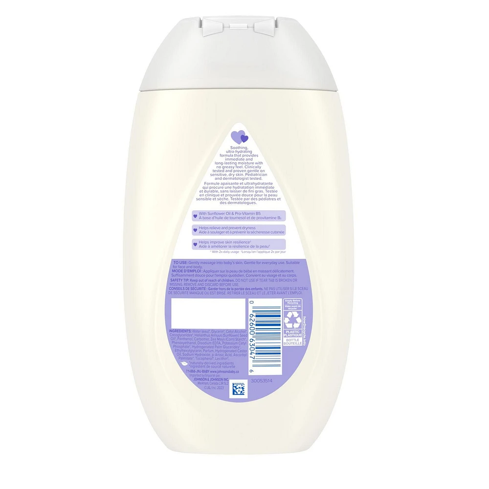 Crème visage et corps Soin peau sensible Johnson's, parfum léger, huile de tournesol, vitamine B5, peau sèche et sensible 400 ml
