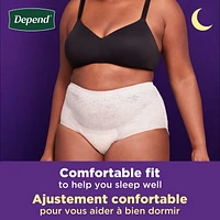 Sous-vêtements d’incontinence pour adultes Depend Night Defense pour femmes, jetables, de nuit, très grand, roses, 48 unités (l’emballage peut différer)