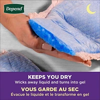 Sous-vêtements d’incontinence pour adultes Depend Night Defense pour femmes, jetables, de nuit, très grand, roses, 48 unités (l’emballage peut différer)