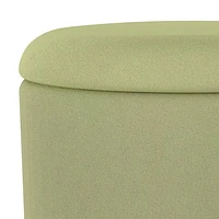 Modern  Fabric Round Storage Ottoman - Sage & Natural