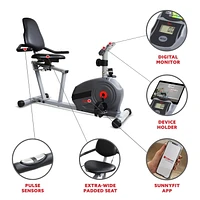 Sunny Health & Fitness Essential Interactive Series Recumbent Bike – SF-RB422903