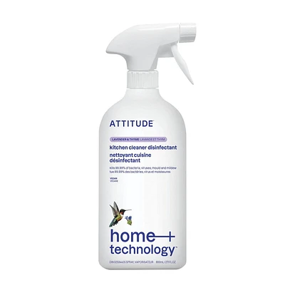 ATTITUDE home+ technology, Kitchen Cleaner Disinfectant 99.99%, Lavender & Thyme, 800 mL