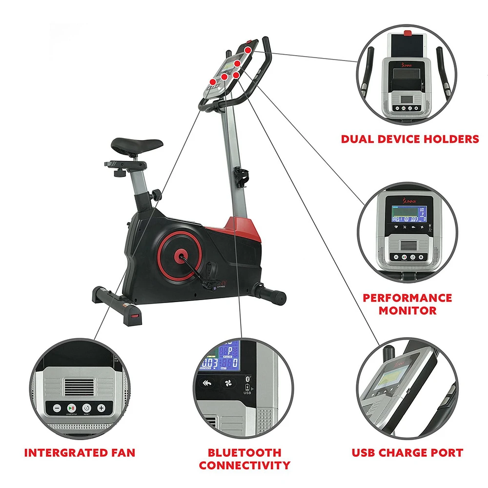 Sunny Health & Fitness Evo-Fit Stationary Upright Bike with 24 Level Electro-Magnetic Resistance - SF-B2969