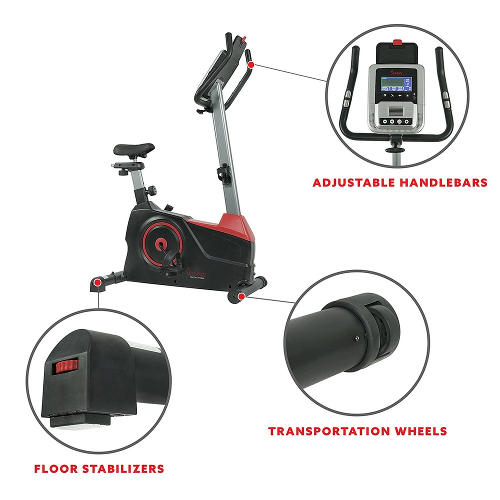 Sunny Health & Fitness Evo-Fit Stationary Upright Bike with 24 Level Electro-Magnetic Resistance - SF-B2969