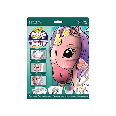 Crayola POPs 3D Kids Art Set, Mystical, 3D Mystical Creatures Colouring Art Set