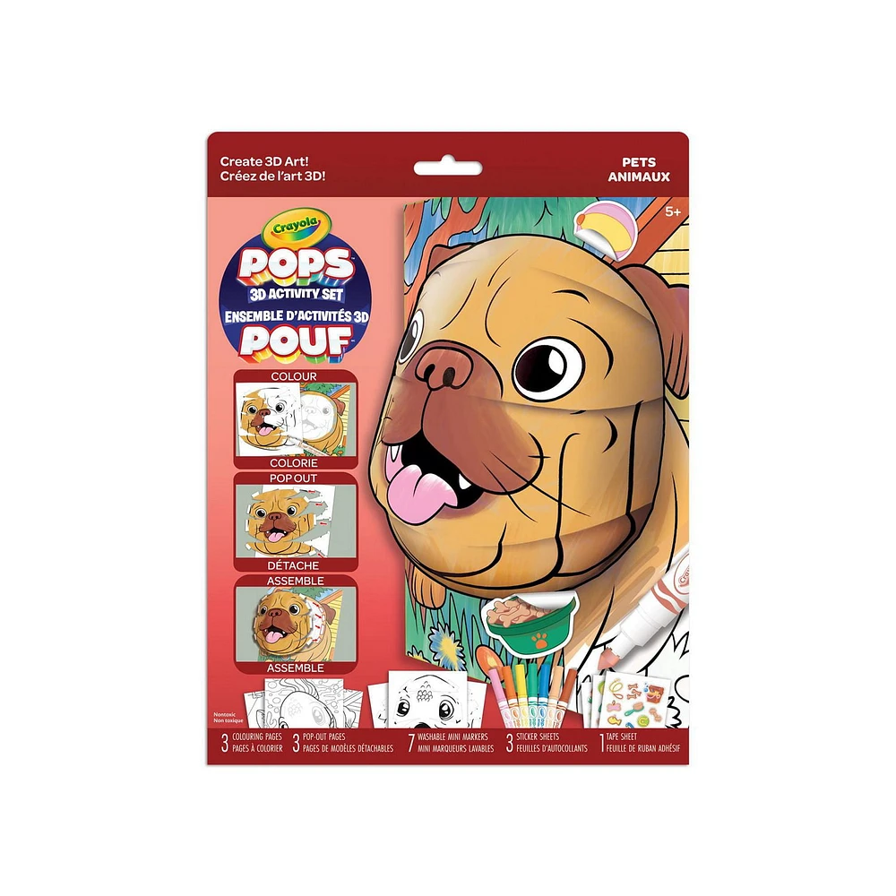 Crayola POPs 3D Kids Art Set, Pets, 3D Pets Colouring Art Set