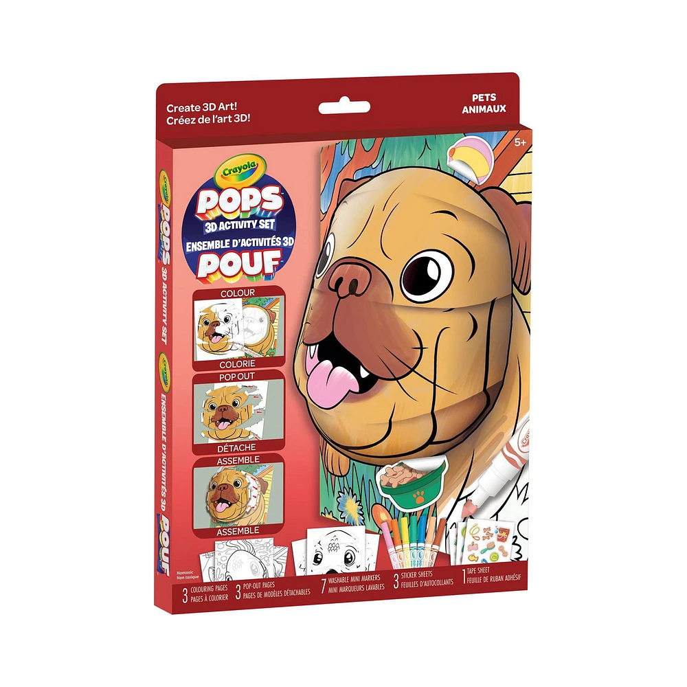 Crayola POPs 3D Kids Art Set, Pets, 3D Pets Colouring Art Set