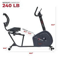 Sunny Health & Fitness Recumbent Exercise Bike w/Optional Exclusive SunnyFit™ App and Enhanced Bluetooth Connectivity - SF-RB4905