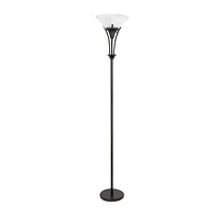 Globe Electric Gatineau 70" Metal Floor Lamp, Dark Bronze Finish, Alabaster Glass Shade, 63361