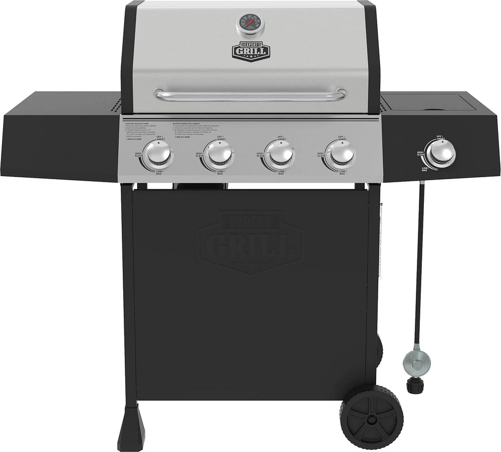 Expert Grill 4 Burner Propane Gas Grill with Side Burner and Stainless Steel Lid