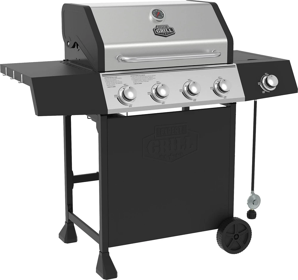 Expert Grill 4 Burner Propane Gas Grill with Side Burner and Stainless Steel Lid