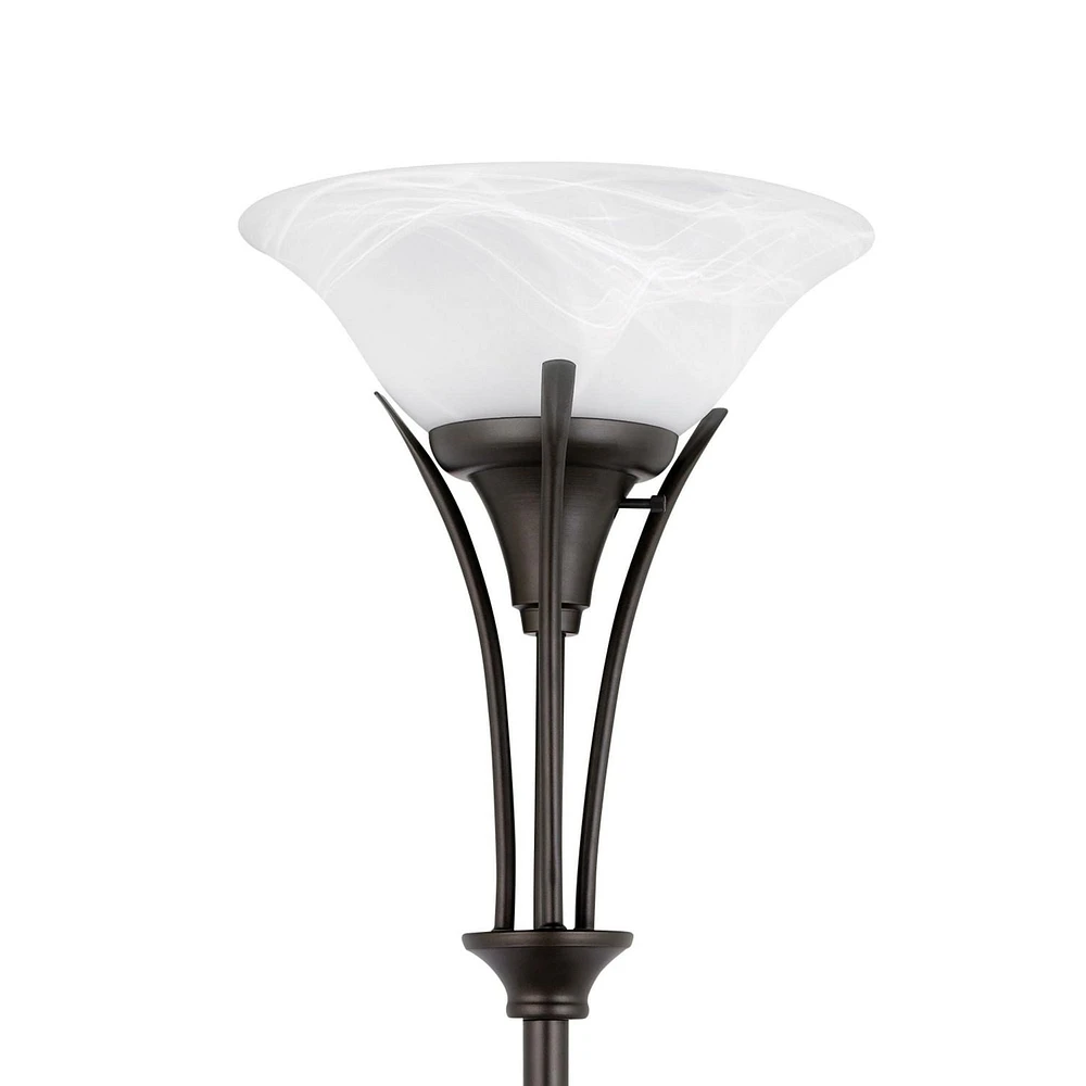 Globe Electric Gatineau 70" Metal Floor Lamp, Dark Bronze Finish, Alabaster Glass Shade, 63361