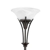 Globe Electric Gatineau 70" Metal Floor Lamp, Dark Bronze Finish, Alabaster Glass Shade, 63361