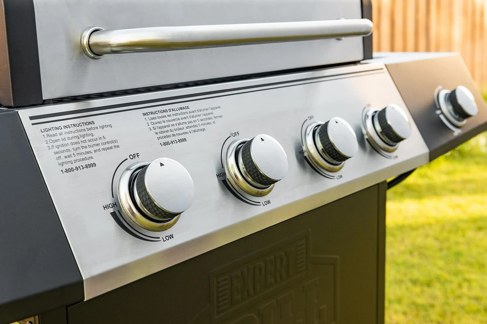 Expert Grill 4 Burner Propane Gas Grill with Side Burner and Stainless Steel Lid