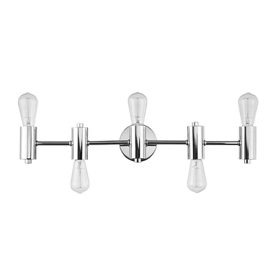 Globe Electric Positano 5-Light Metal Reversible Vanity Light, Chrome, 51720