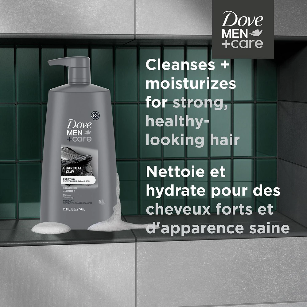 Dove Men+Care Charcoal + Clay Purifying Shampoo, 750 ml