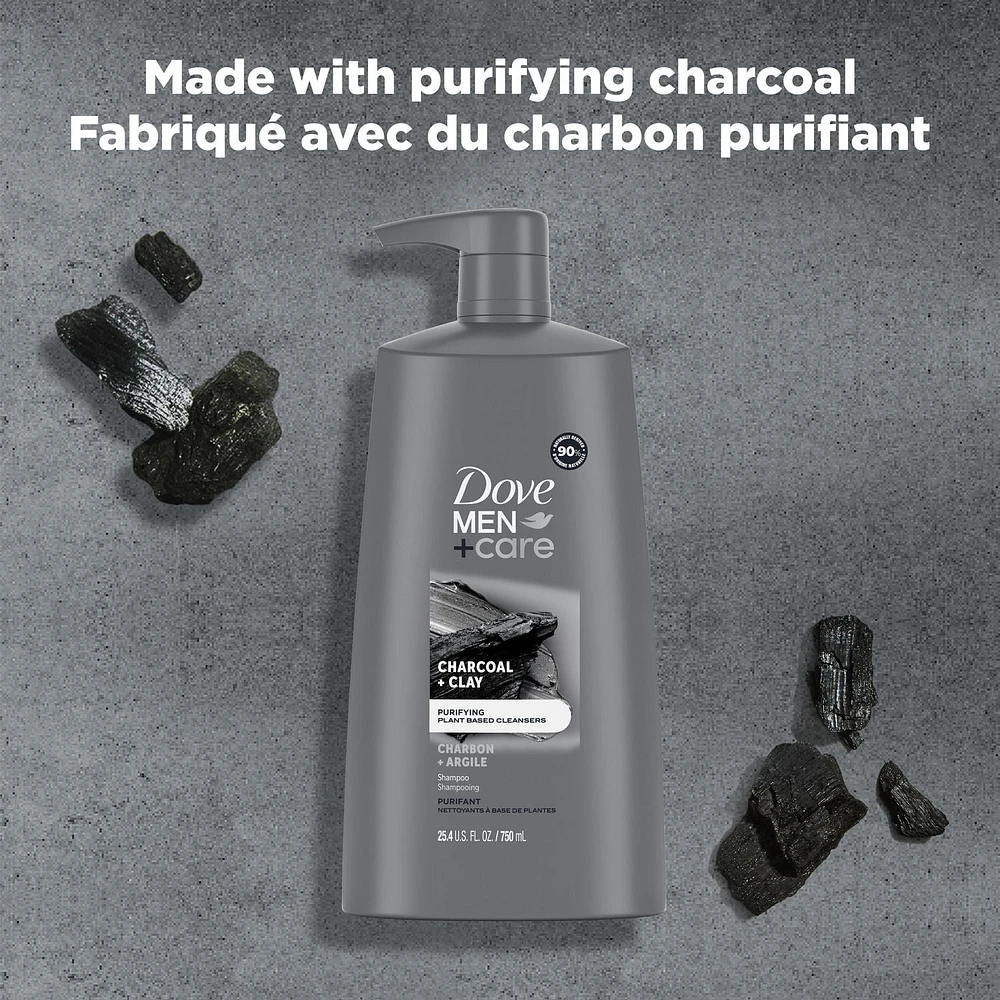 Dove Men+Care Charcoal + Clay Purifying Shampoo, 750 ml