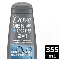 Dove Men Care Hydration Fuel 2 in 1 Shampoo and Conditioner, 355ml Shampoo + Conditioner