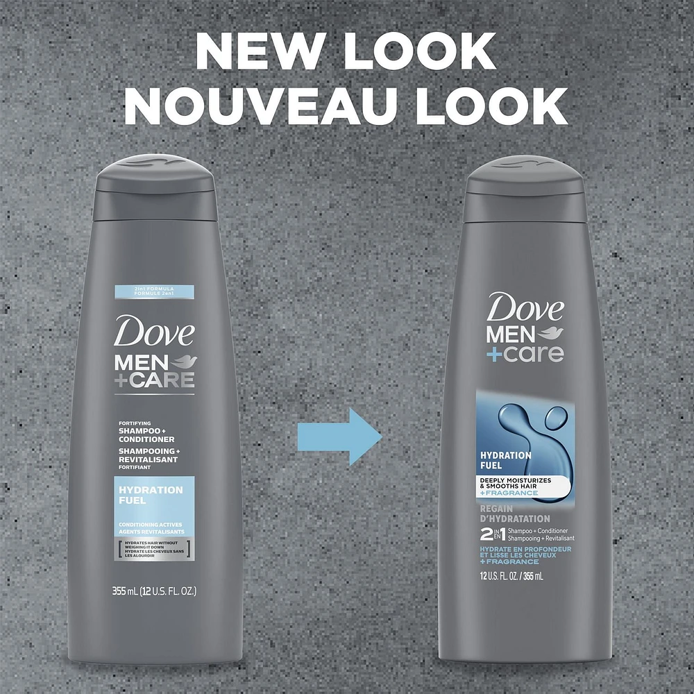 Dove Men Care Hydration Fuel 2 in 1 Shampoo and Conditioner, 355ml Shampoo + Conditioner