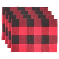 Fabstyles Buffalo Check Cotton Placemats Set of 4 Machine Washable Table Mats Perfect for The Kitchen and Dining Table or Outdoor Tables